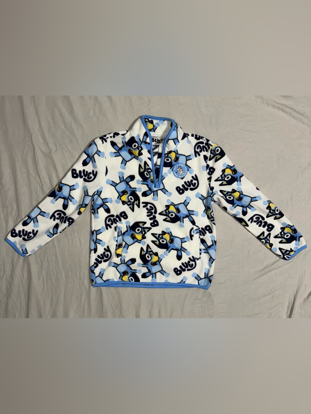 Bluey Kids' Pullover Fleece Hoodie - Light Blue & White